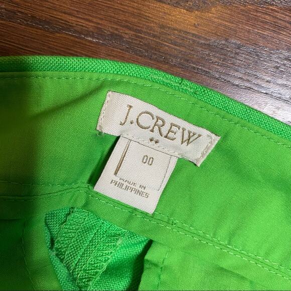 J Crew Bright Green Scallop Hem Linen Blend Shorts, Sz 00 - Picture 5 of 9